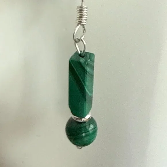 Reserved for @jamiemcmillan– Malachite Drop Earrings - Picture 2 of 3